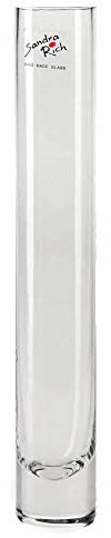 Matches21 Jarrón de cristal sencillo, decorativo, cristal transparente, jarrón de flores, cilindro alto, redondo, 1 unidad, diámetro de 4 x 26 cm