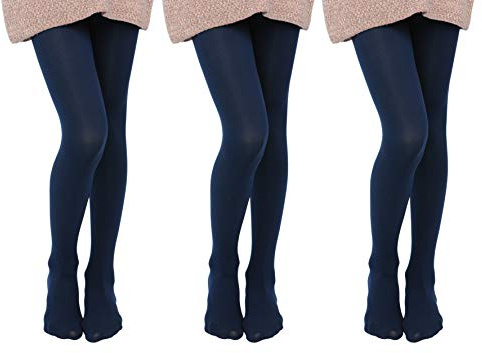 EVERSWE 3-Pack Girls Microfiber Tights Multiple Colors (Navy, 11-13 Years)