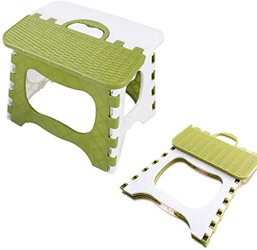 VICMAT Zweifarbiger Hocker aus Bambusgewebe, Kunststoffhocker, Klappstufenhocker, Klapphocker, Kinderhocker