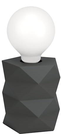 EGLO Tischlampe Swarby, 1 flammige Tischleuchte, Industrial, Nachttischlampe aus Zement in Grau, Wohnzimmerlampe, Lampe mit Schalter, E27 Fassung