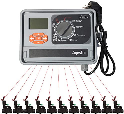 Professionell Automatischer Bewässerungscomputer Bewässerungssystem mit EU Standard Transformator für Garten, Ackerland, Spielfeld und Golfplatz (11 Station)