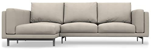 comfortly Nockeby 2-Sitzer-Sofa mit linker Chaiselongue-Schonbezug, handgefertigt, kompatibel mit Nickelby-Sofa mit Chaiselongue, linke Seite, nur Bezüge (Cashmer-Mischgewebe, Beige)