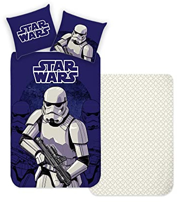 Disney Home Mandalorian Set di biancheria da letto double-face, 135 x 200 cm, federa 80 x 80 cm, super morbida, 100% cotone, 2 pezzi, motivo mandalorian, set di biancheria da letto Darth Vader,