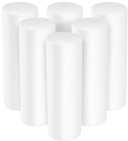 PATKAW 6pcs Foam Cylinders for Modeling Polystyrene Cylinders Floral Arrangements White Foam Rods Foam Tube for Modeling DIY Crafts and Arts Supplies