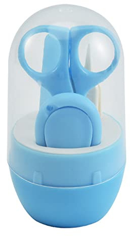Kit tagliaunghie 4 in 1 per bambini, set per la cura delle unghie, set per manicure con tagliaunghie sicuro per forbici e pinzette per unghie per bambini, blu
