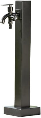 Schwarz Wassersäule Garten Wasserzapfsäule Edelstahl Frostsicherer Außenwasserhahn Wasserzapfstelle Auslaufhahn Wasserentnahmestelle(Color:Square colum wit dual faucet,Size:60cm)