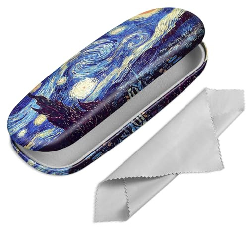FINTIE Custodia Occhiali Rigida, Portatile Porta Occhiali da vista, Portaocchiali con Panno Pulizia Occhiali per Donna Uomo