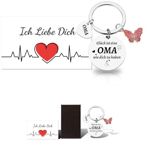 LIHIQIYA Muttertagsgeschenk für Oma, Schlüsselanhänger mit Gravur Glück ist eine Oma wie dich zu haben, Muttertag Geschenkideen, Geschenke für Großmutter, Geburtstagsgeschenk