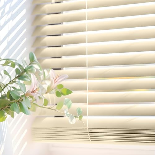 Persianas Venecianas Vinilo PVC para Ventanas y Puertas 90x160 cm Beige | Fácil instalación en pared o techo. Regula la luz y la privacidad. Cordón autobloqueo, soportes ocultos StoresDeco