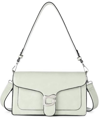 Travistar Bolso de mano pequeño para mujer, de piel sintética, bolso cruzado para mujer, bolso de noche, con 2 correas anchas extraíbles, compartimentos para tarjetas de crédito, verde claro