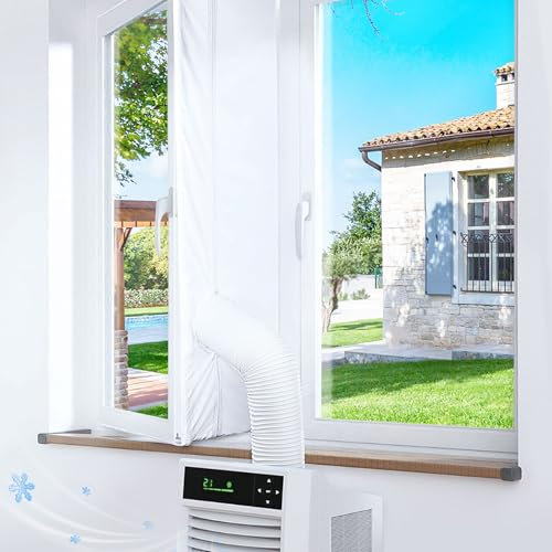 Klimaanlage Fensterabdichtung, Fensterabdichtung für Mobile Klimageräte, Wäschetrockner, Ablufttrockne,400CM(157) Hot Air Stop für Fenster,Double Zip für Dachfenster, Flügelfenster
