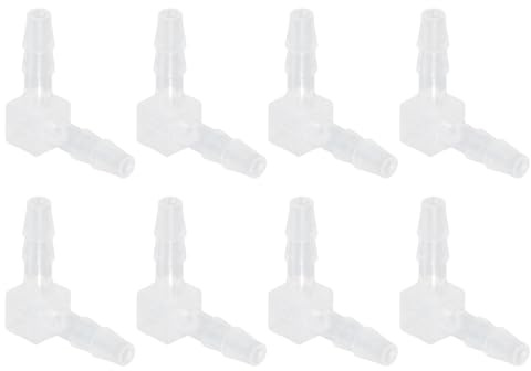 QUARKZMAN Conector De De 1/8, 8 Piezas Iguales Codo De 90 Grados En Forma De L con Púas De 2 Vías Conector De Empalme Plástico De Unión para Tubería De Aire Línea De Doméstico