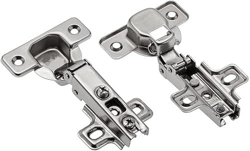 110° / 175° Pair of Wardrobe & Kitchen Unit Door Hinges, (with Screws). Cold Rolled Steel & Nickel Plated. (110° Door Hinges (Pair), 1)
