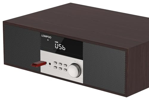 LONPOO 40W Bluetooth Stereo System for Home, Micro Hi-Fi CD Player