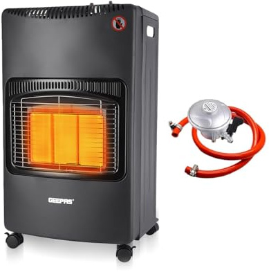 GEEPAS Portable Gas Heater 4.2kW | Space Heater with 3 Heat Settings | LPG/Butane Heater with Wheels Regulator Hose| Energy Efficient Heating with Low Running Cost for Indoor Office Garage Workshop