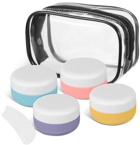 Mobestech Pot de Voyage Silicone pour Produits de Toilette Contenant Réutilisable et Étanche pour Lotion Essentiel de Voyage pour Femmes