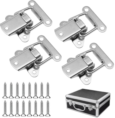 4 Pcs Loquet à Bascule en Acier Inoxydable à Ressort, Fermoir de Tension Robuste, Fermeture à Levier pour Boîte à Outils, Tiroir de Placard, Casier de Camping, Valise