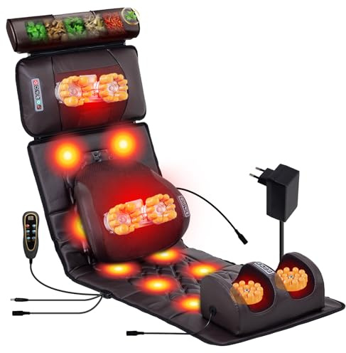 yayewanglae Full Body Massage Mat with 10 Vibration Heads, 9 Speeds & 3 Heat Levels - Rechargeable Heating Pad for Back Neck Shoulder Relief at Home Office