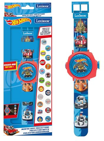 LEXIBOOK, Hot Wheels Projection Watch, DMW050HWLXB | Digital, 20 projections, adjustable strap, rotating lens ring, time/date, battery included, Blue
