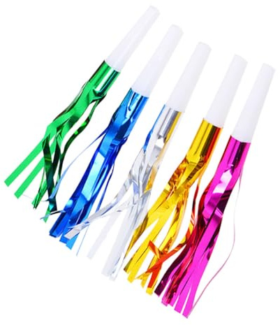 BESPORTBLE Silbatos Metálicos para Fiesta Infantiles Flecos Coloridos, 18 Unidades, Matraca de Fiesta Ruidosa para Cumpleaños, Bodas y Celebraciones, Juguetes Regalos de Color Aleatorio