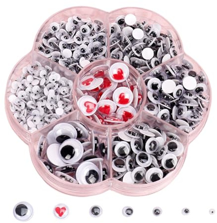 Wobble Sticker Eyes - Self Adhesive Googly Eyeballs, Black and White Wiggle Craft Stickers, DIY Project Decoration, Painting and Manual Accessories, Creative Funny Art Supplies | Easy to Use