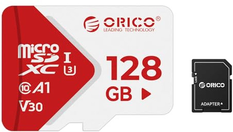 ORICO TF30 Tarjeta Micro SD 128GB con Adaptador, 100MB/s 4K UHD
