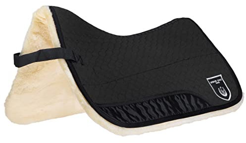 Werner Christ Lammfell Schabracke Quantum Unterseite komplett aus echtem Schaffell, hochwertige Sattelunterlage aus Fell, in schwarz, Größe Warmblut