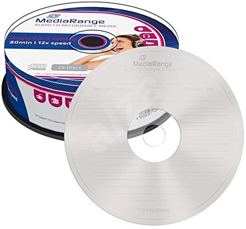 50 Mediarange Blank Inkjet Audio Branded CD-R Discs 12x 700MB 80 Minutes CD in Spindle pack MR223 (2 packs x 25)
