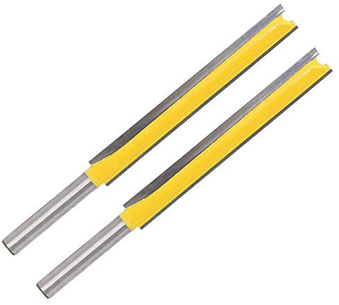 Router Bit Cutter, 1/4 x 3/8 Shank Long Straight Flush Trim Router Cutter Bit Tool, Pack of 2, 3 Inches