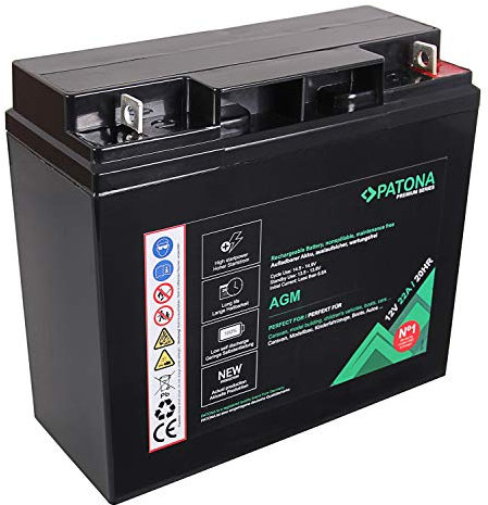 PATONA Premium Batteria al piombo AGM 12 V 22 Ah VRLA senza manutenzione, 1800 cicli