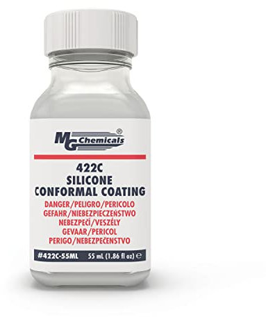 Revêtement conforme 422C-55ML - Silicone avec indicateur UV, UL 94V-0 (Fichier # E203094), Bouteille en verre de 55 ml avec brosses