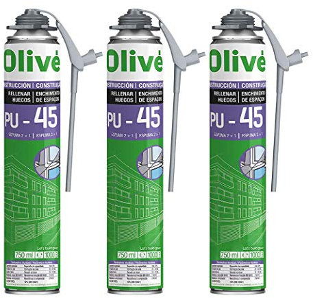 Confezione da 3 bombolette di schiuma espansiva poliuretanica, 750 ml, utilizzabile con o senza pistola - espansione moderata