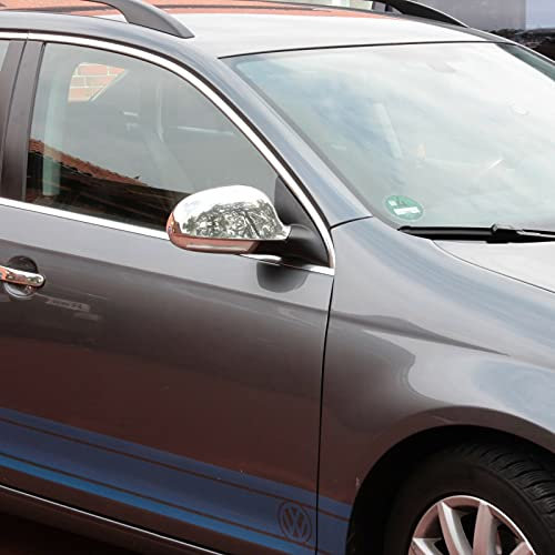 Recambo Edelstahl Spiegelkappen kompatibel für VW Golf 5 Plus Variant Superb Passat ab 2004>