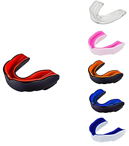 Mundschutz Erwachsene Jugend & Junior für alle Kontaktsportarten Mundschutz Boxen, MMA, Gum Shield Rugby, Fußball, Lacrosse, Hockey (Rot/Schwarz, Erwachsene über 11 Jahre)