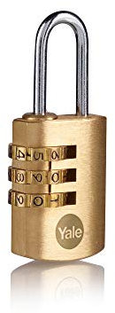 Yale Lucchetto a combinazione in ottone Y150B/22 22 mm: corpo compatto con arco in acciaio e codice a 3 cifre regolabile per protezione sicura di armadietti zaini e cassette
