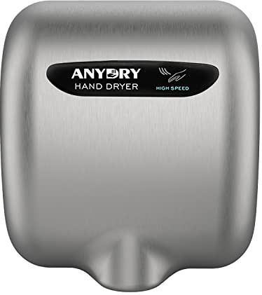anydry 2800B Commercial Hand Dryer For Toilets,Heavy Duty Stainless Steel Electric Hand Dryers,With Banner.(Brushed)