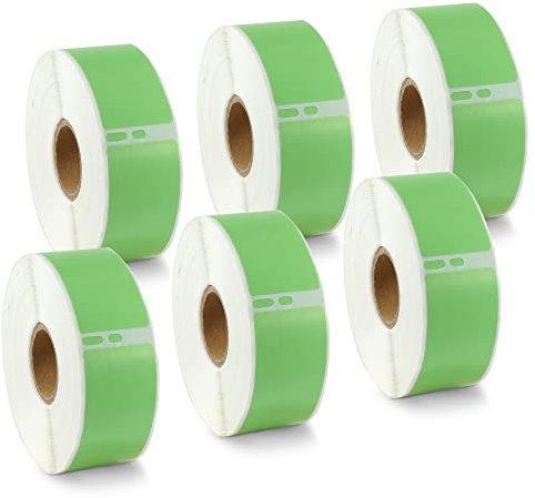 BETCKEY - 6 Grandi Rotoli 99010 Etichette Colorate(Verde) Compatibile con DYMO S0722370, 28mm x 89mm, 2100 Etichette per Indirizzi Utilizzo per LabelWriter 450 4XL NON per 550 o 5XL