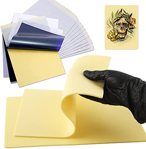 Tattoo Übungshaut 3mm und Tattoo Transferpapier, Rayyl 2 Stück 3mm Kunsthaut Tattoo 10 Blatt Tattoo Stencil Papier für Tattoo Zubehör