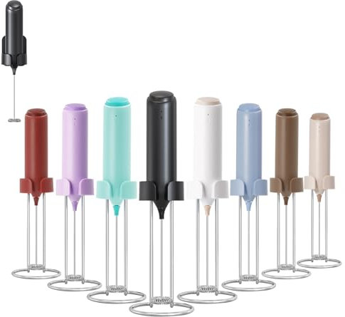 ELMWAY FlexMount Rechargeable Milk Frother by ELMWAY – Handheld Electric Whisk with Ergonomic Grip for Coffee, Latte & Matcha, Easy to Use with Stand or Wall-Mount Holder – Black