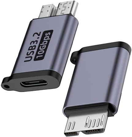 10Gbps Cavo USB C a Micro B,2PCS Adattatore Type-C a Micro USB 3.0,Lega di Alluminio,Cavo USBC to Type B Micro Compatibile con Toshiba,Seagate,WD,Galaxy S5 Note 3,HDD ecc