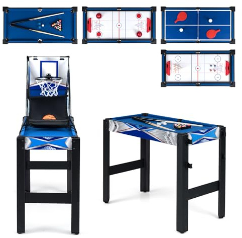 GYMAX 6 in 1 Multi Game Table, Combo Games Table with Hockey, Billiard, Basketball, Ping Pong, Bowling & Shuffleboard, Combination Games Table for Kids Adults Party Gathering