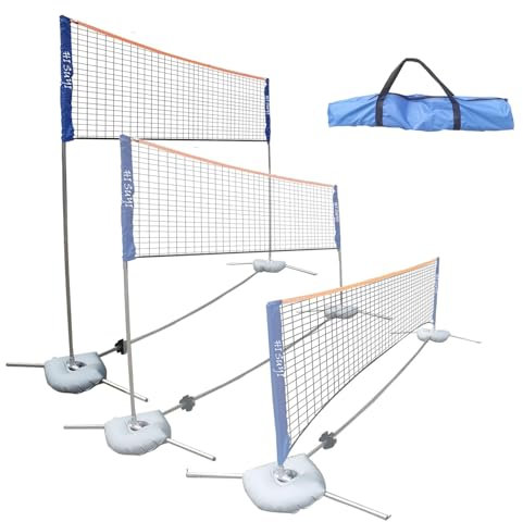 Portable Height Adjustable Badminton Volleyball Tennis Net Set Multi-Purpose Sports Equipment with Poles Stand and Carry Bag for Kids Adult Outdoor Exercise 4.1m/13ft
