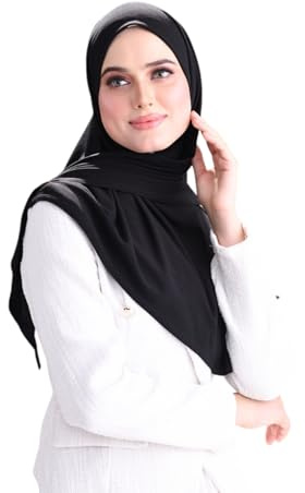 Kiran Fashion Premium Chiffon Hijab Head Scarf Shawl Sarong Wrap for Muslim Women Lightweight (Black)