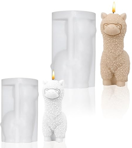 TAIHOBOAlpacka silikonformar, 2 stycken gjutformar silikon, 3D får ljusform, alpacka silikonform för gör-det-själv tvålgips och sojavax ljus