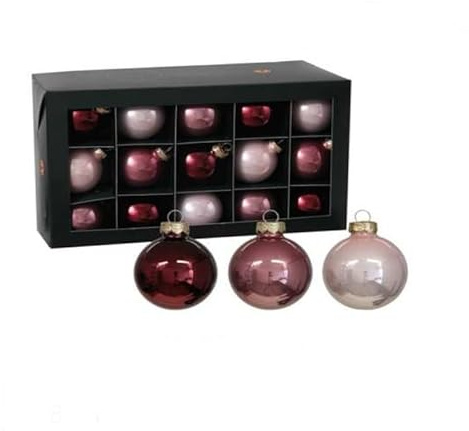 30 STK Weihnachtskugeln Glas Blossom 5,7cm rosa Altrosa Beere Weihnachtskugel o2211 Christbaumkugeln Dekokugeln Kugeln Glaskugeln Chirstbaumschmuck 57mm Tannenbaum Kugelset