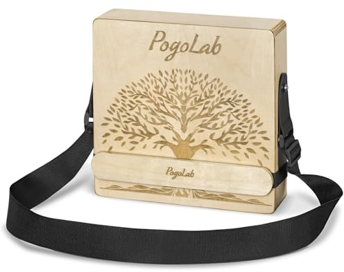 POGOLAB Cajon da viaggio con più toni, cahon portatile con borsa per il trasporto/cinghia per strumenti, strumento Cajon in legno di betulla con motivo artigianale, strumenti a percussione regali