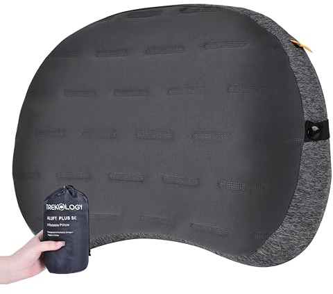 TREKOLOGY Camping Pillow - Premium Inflatable Pillow for Camping, Beach, and Travel - Ultimate Comfort for Adults (Grey)