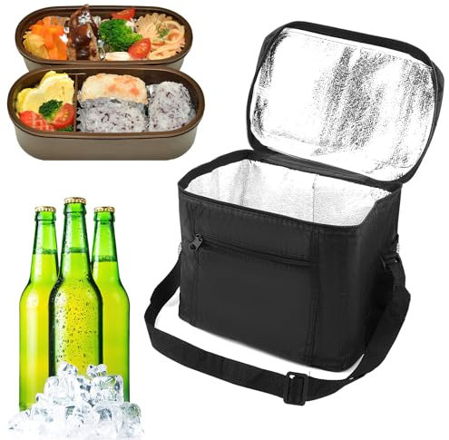 Kühltasche,10L Kühltasche Faltbar,Faltbar Isoliertasche,Picknicktasche,Tragbar Lunchtasche,Wasserdichtes Oxford-Gewebe Thermotasche für Picknic Outdoor Reisen Camping(Schwarz)