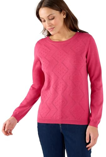 Damart - Pull Points en Relief et Jeu d'ajourés Femme Rose Taille 46/48