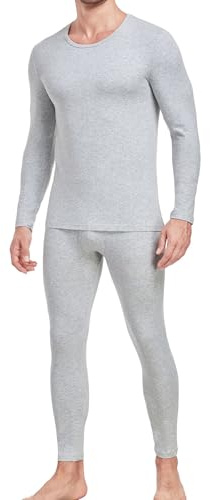 wirarpa Ensemble de sous-vêtements Thermiques Homme Légers Haut & Bas Maillot de Corps Longues et Pantalon Gris Taille 2XL